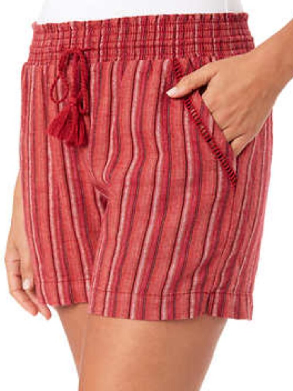 NWT Briggs Linen And Rayon Blend Striped Boho Shorts